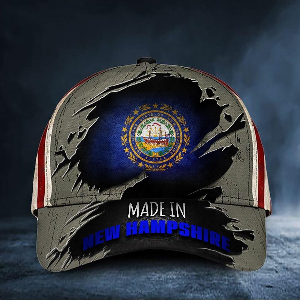 Adeenyc Made In New Hampshire Hat Seal Of The State Of New Hampshire Classic Cap Patriotic Gifts For Him Trucker Hats Custom Hats Gifts For Men & Women
