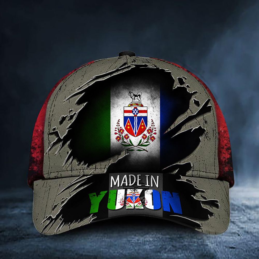 Adeenyc Made In Yukon Canada Flag Hat Vintage Patriotic Proud Yukon Territory Trucker Hats Custom Hats Gifts For Men & Women