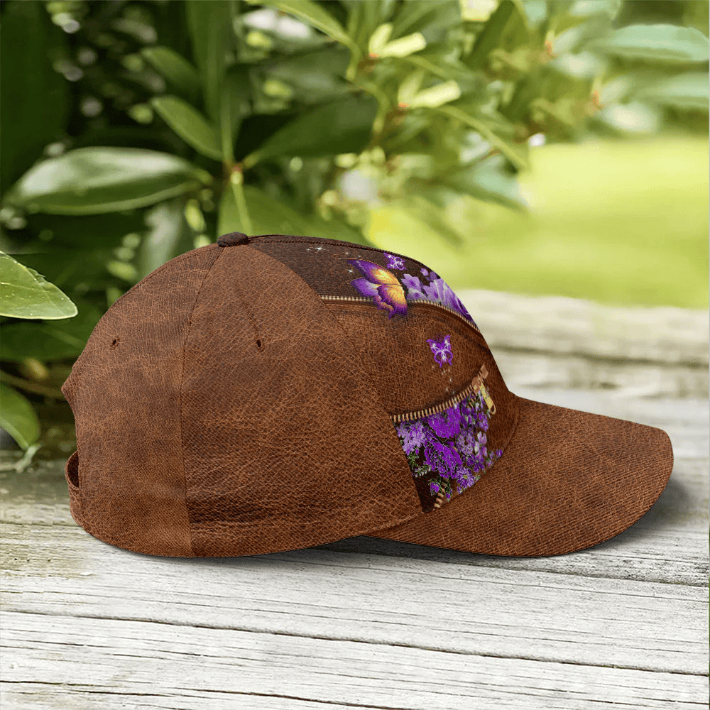 Adeenyc Magical Butterfly Purple Roses Leather Style Baseball Cap Trucker Hats Custom Hats Gifts For Men & Women