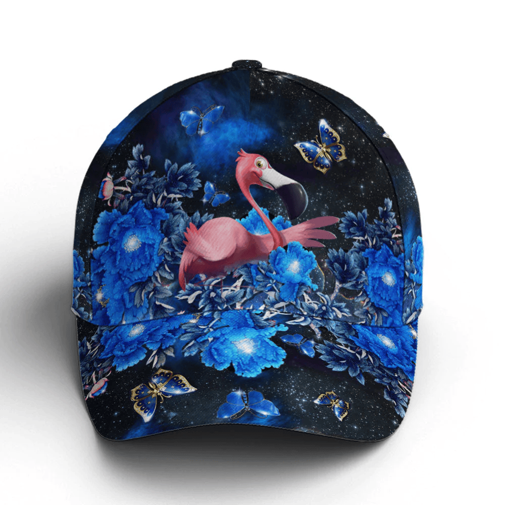 Adeenyc Magical Garden Night Flamingo Print Baseball Cap Trucker Hats Custom Hats Gifts For Men & Women