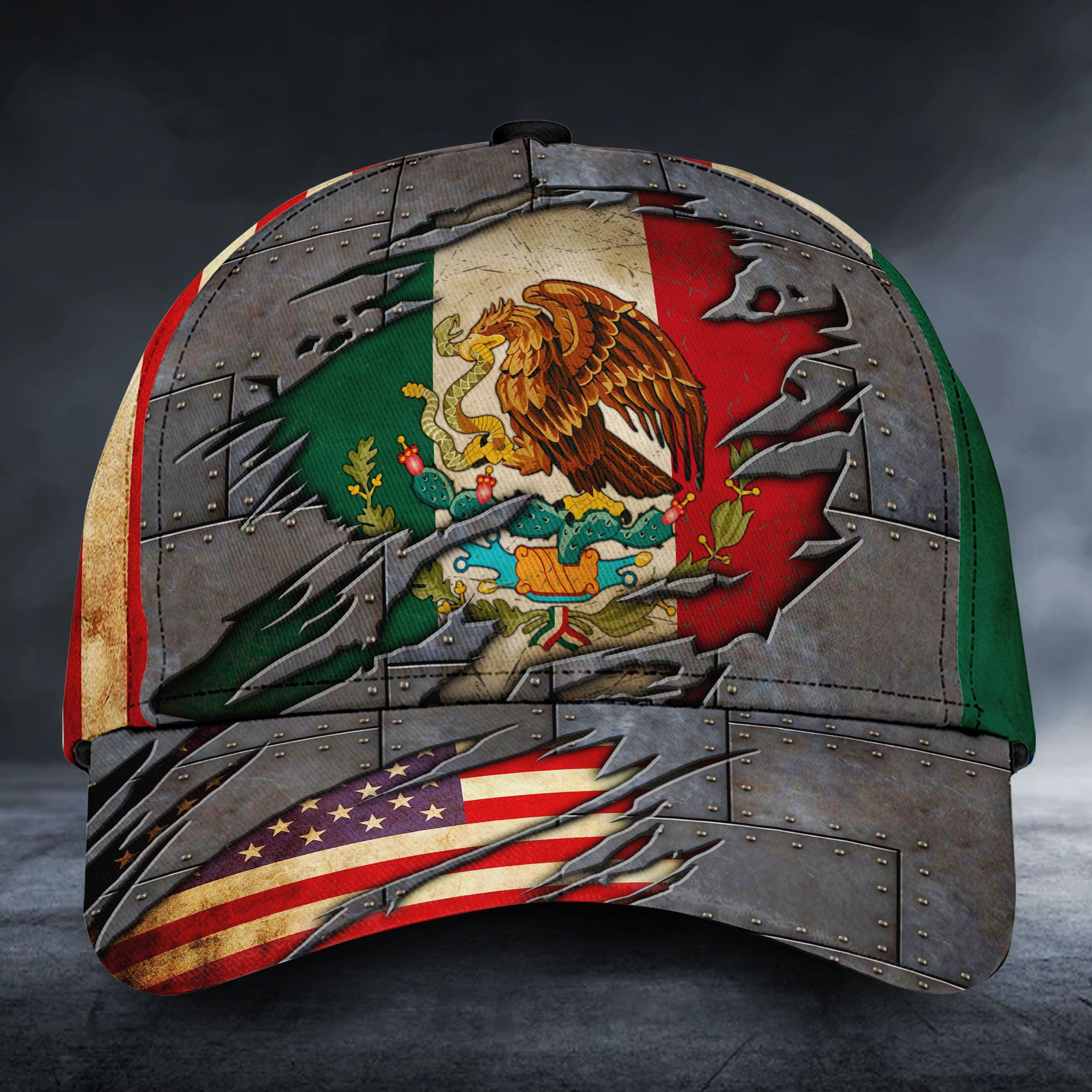 Adeenyc - Mexico & American Flags Classic Cap Baseball Hat Trucker Hats Custom Hats Gifts For Men & Women