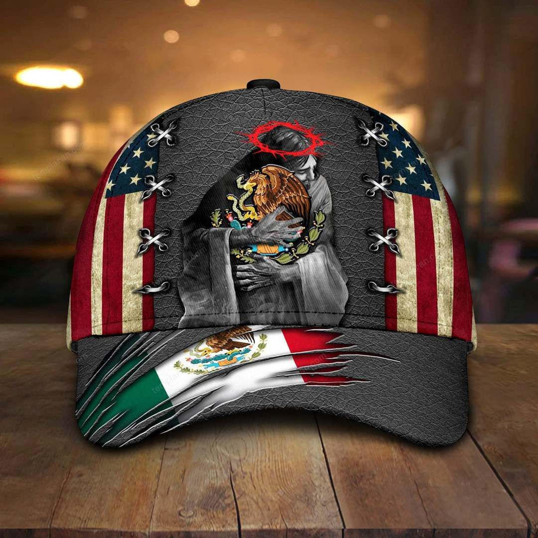 Adeenyc - Mexico Coat Of Arms Jesus USA Flag Classic Cap Baseball Hat Trucker Hats Custom Hats Gifts For Men & Women