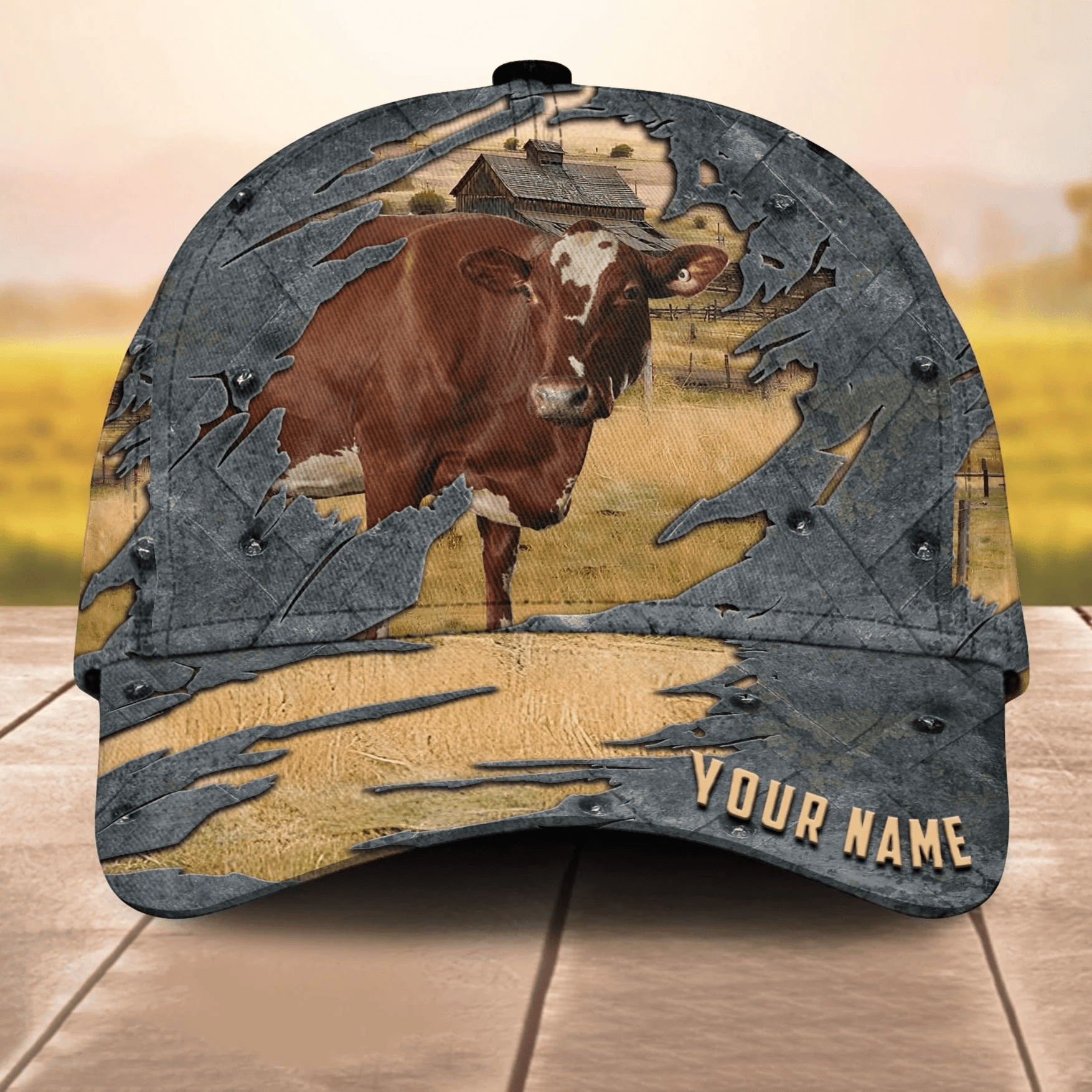 Adeenyc Milking Shorthorns Customized Name 3D Cap 3D All Over Print Baseball Cap, Cap For Farm Lovers, Animal Cap, Leather Pattern Cap Trucker Hats Custom Hats Gifts For Men & Women