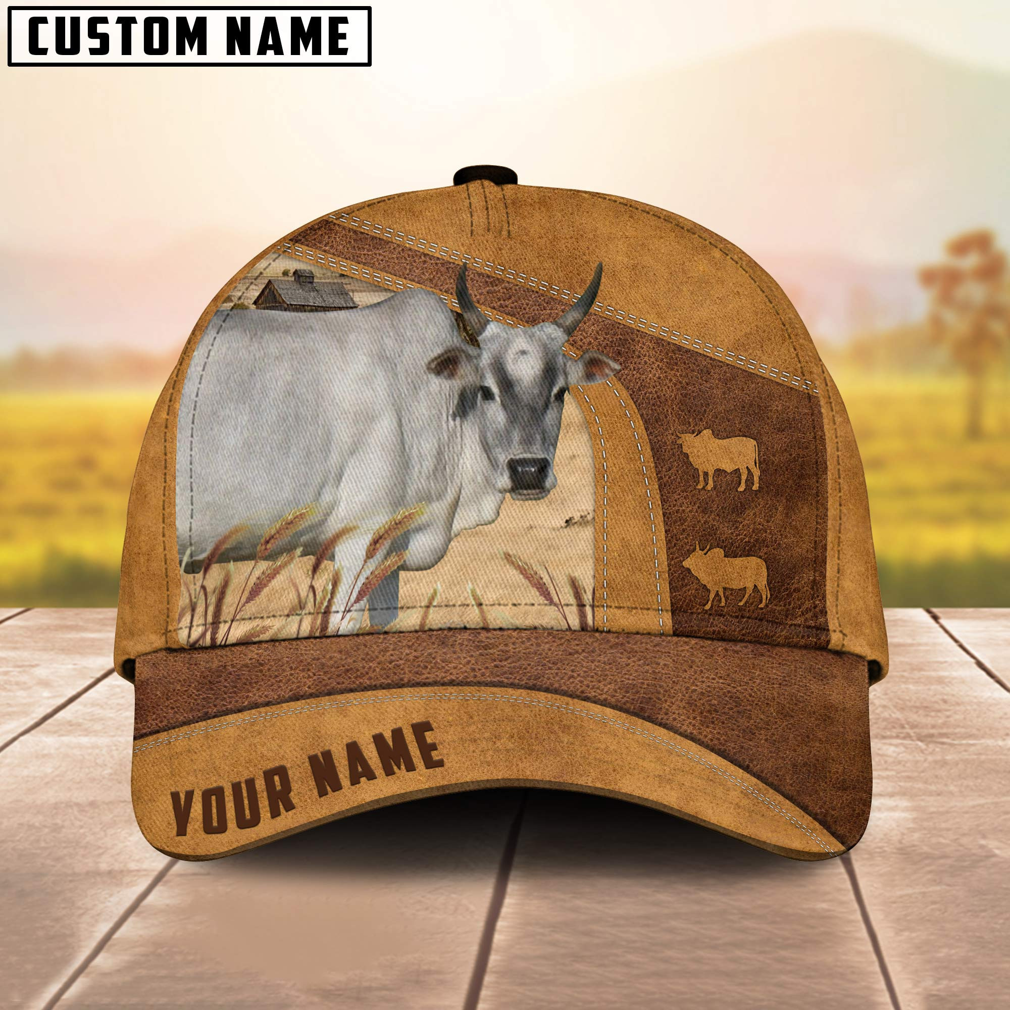 Adeenyc Mini Zebu Custom Name 3D Cap 3D All Over Print Baseball Cap, Cap For Farm Lovers, Animal Cap, Leather Pattern Cap Trucker Hats Custom Hats Gifts For Men & Women