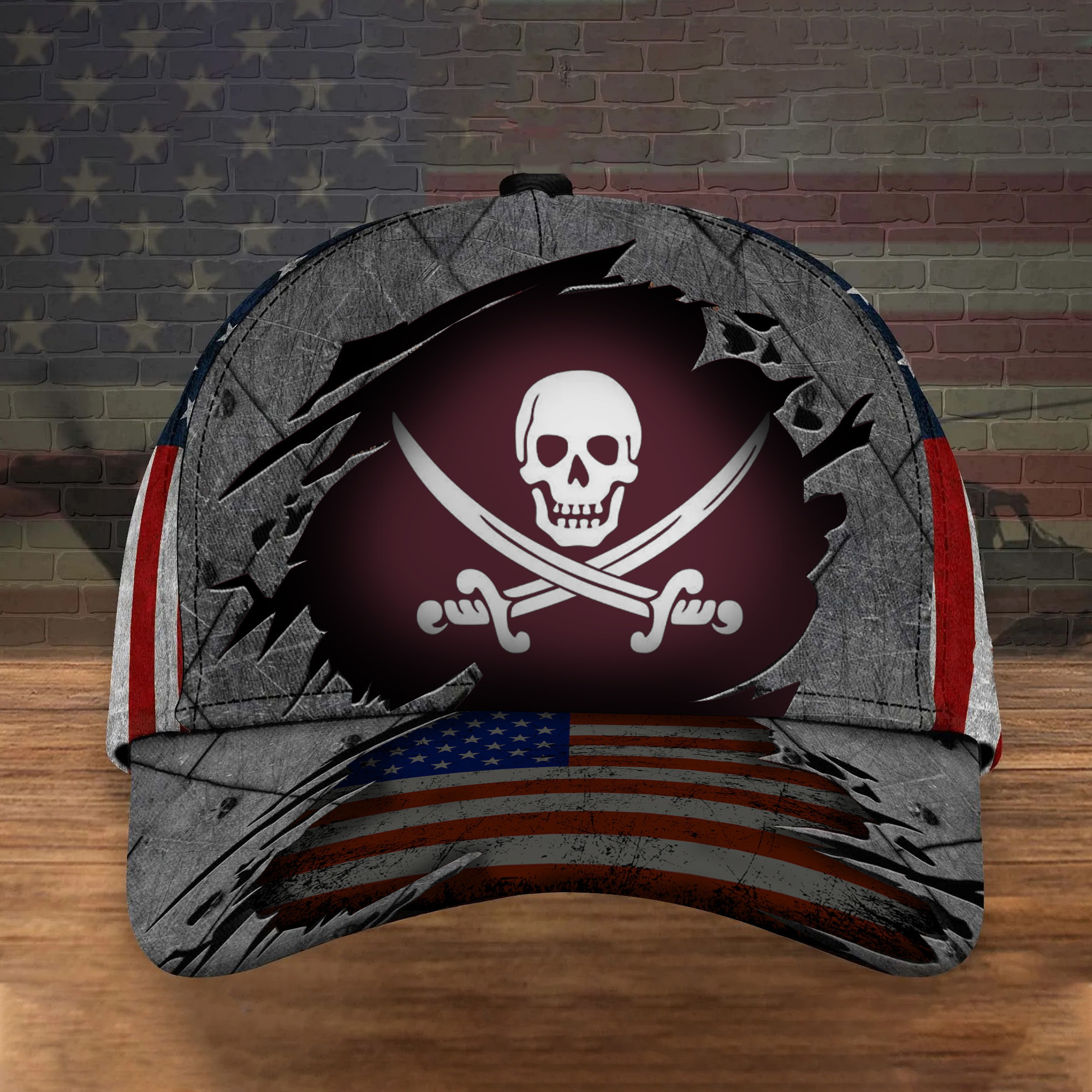 Adeenyc Mississippi State Pirate Flag Hat American Flag Cross Bones Merchandise Trucker Hats Custom Hats Gifts For Men & Women