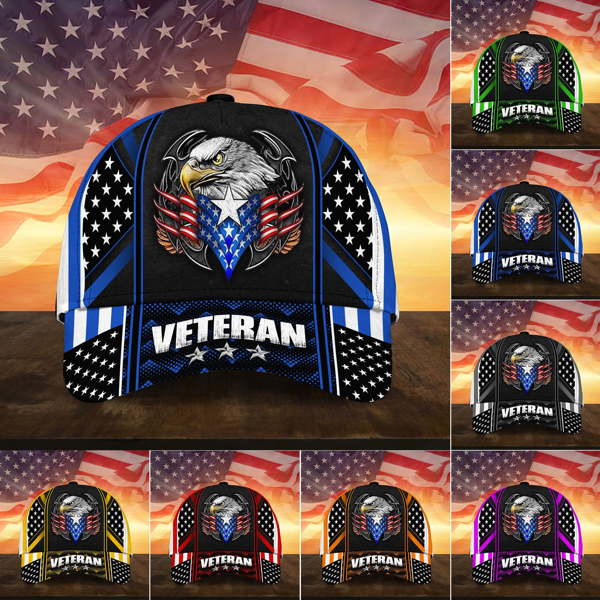 Adeenyc Multiple Color Veteran 3D Cap Trucker Hats Custom Hats Gifts For Men & Women
