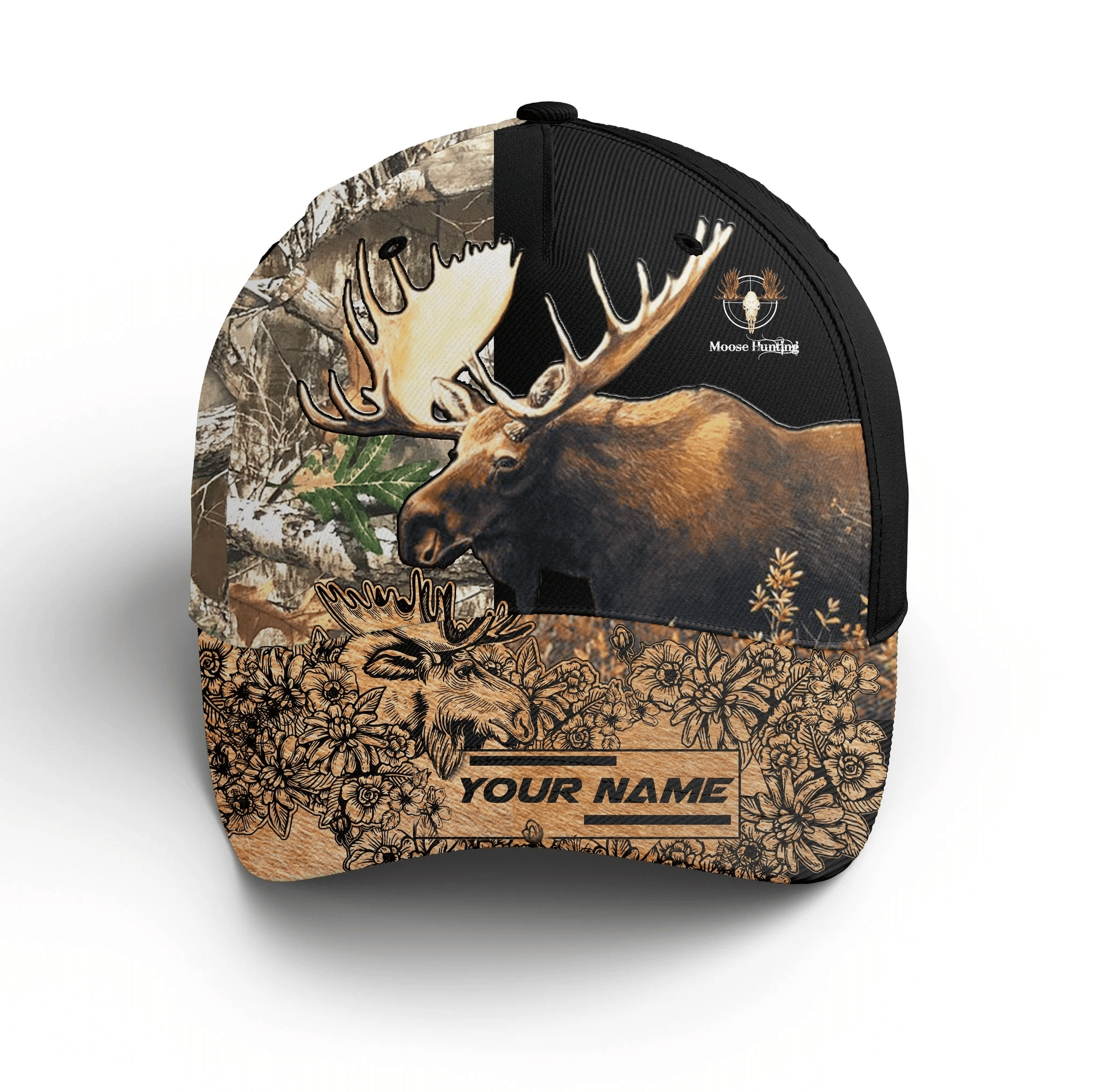 Adeenyc Namashops 3D All Over Print Baseball Cap Moose Hunting Camouflage Custom Name Cap Trucker Hats Custom Hats Gifts For Men & Women