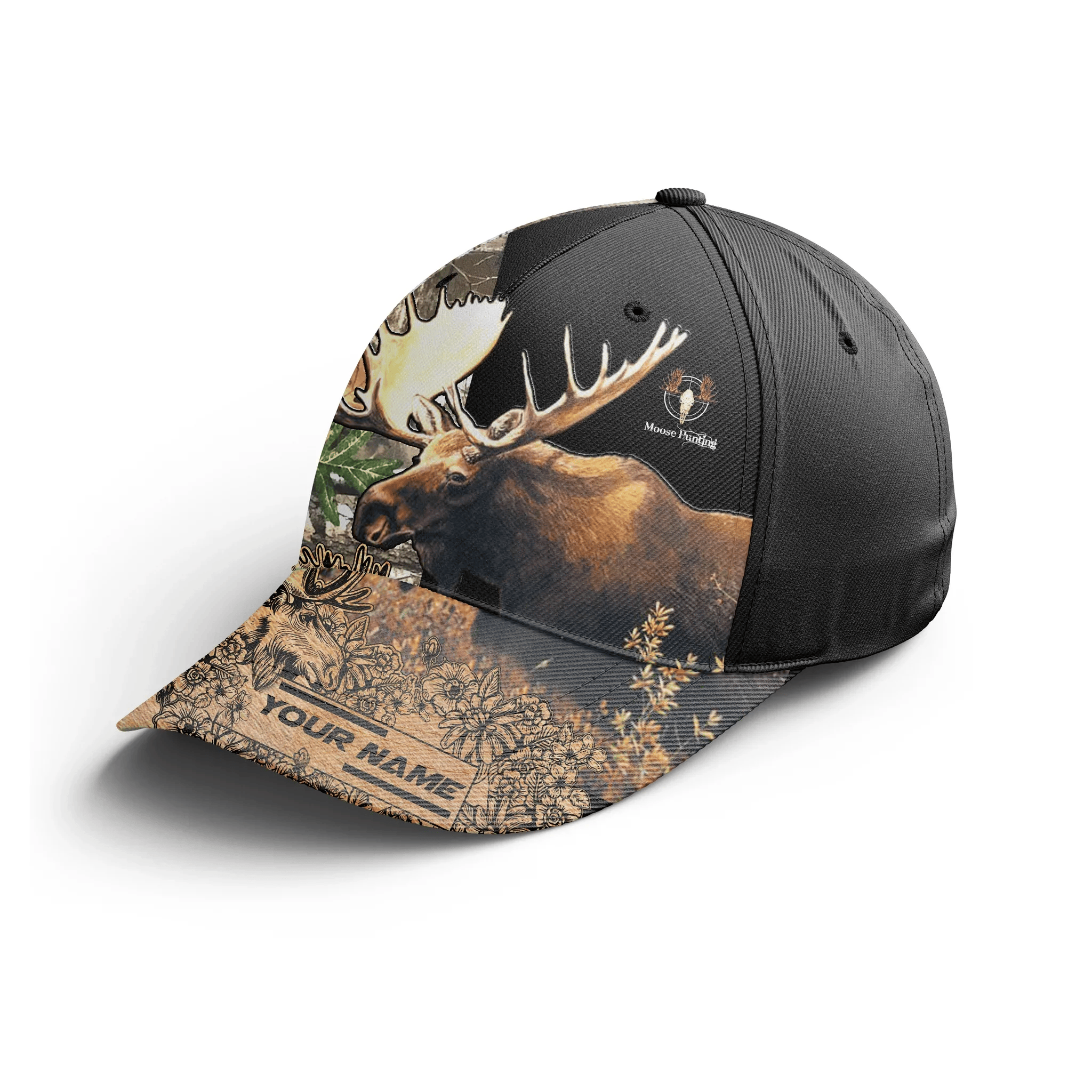 Adeenyc Namashops 3D All Over Print Baseball Cap Moose Hunting Camouflage Custom Name Cap Trucker Hats Custom Hats Gifts For Men & Women