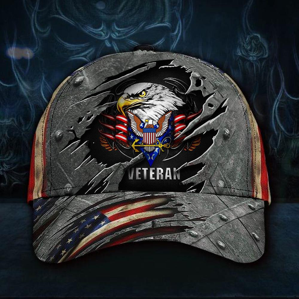 Adeenyc Navy Veteran Hat 3D Patriotic Eagle American Flag Cap Us Navy Veteran Hat Gift Classic Cap Trucker Hats Custom Hats Gifts For Men & Women