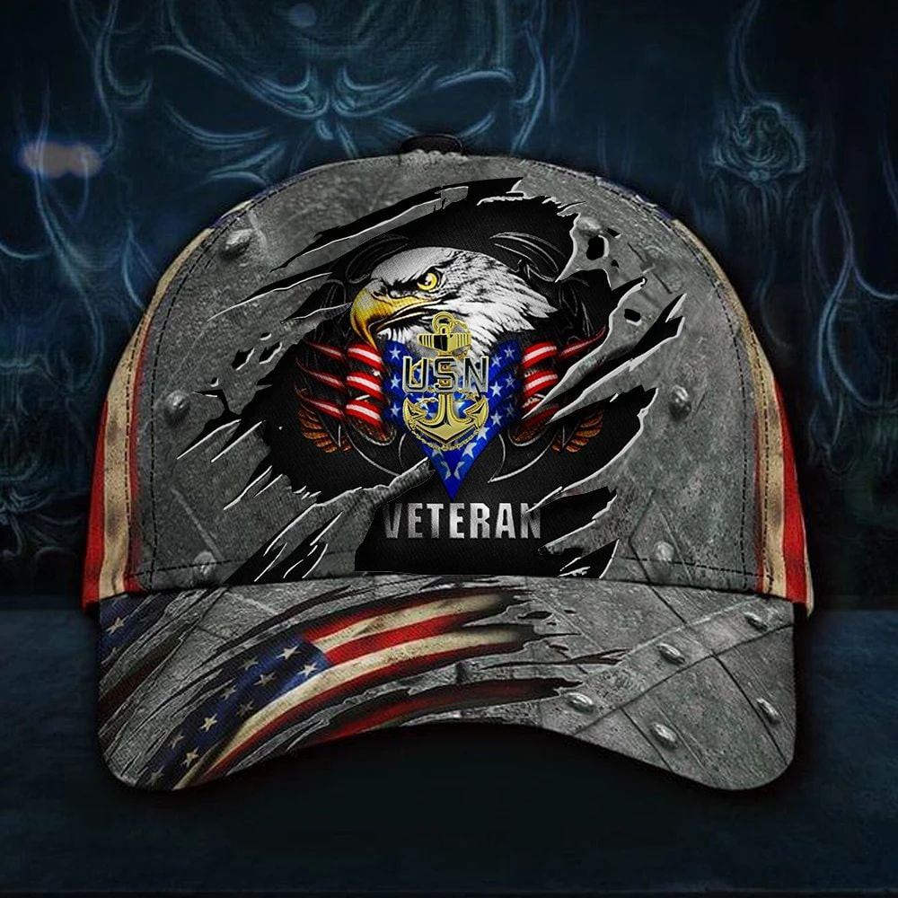 Adeenyc Navy Veteran Hat 3D USN Us Navy Veteran Hat Patriotic Eagle American Flag Classic Cap Vintage Trucker Hats Custom Hats Gifts For Men & Women