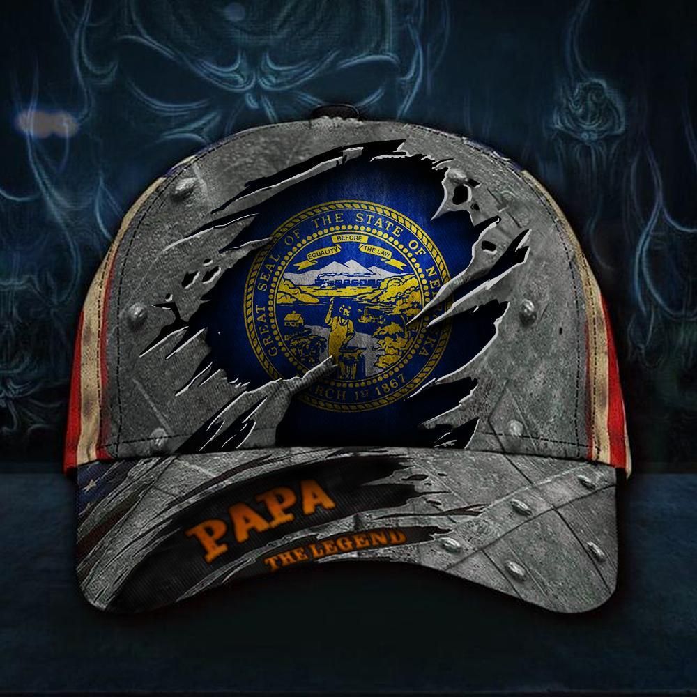 Adeenyc Nebraska Papa The Legend 3D Hat Vintage USA Flag Cap Cool Gift For Dad From Son Trucker Hats Custom Hats Gifts For Men & Women
