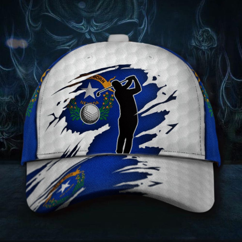 Adeenyc Nevada State Flag Golfer Cap Battle Born Nevada Vintage Golf Hats Gifts For Father Trucker Hats Custom Hats Gifts For Men & Women