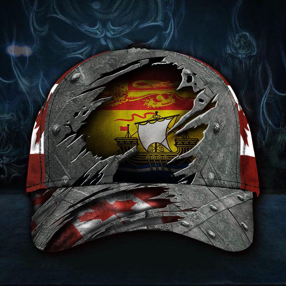 Adeenyc New Brunswick Canada Hat 3D Printed Vintage Old Retro Patriotic Unique Mens Cap Gift Classic Cap Trucker Hats Custom Hats Gifts For Men & Women