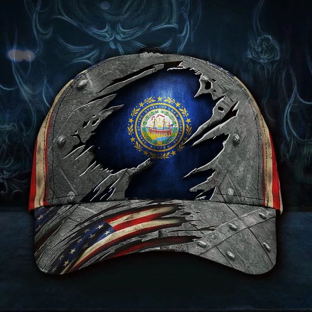 Adeenyc New Hampshire State Flag Hat 3D Printed U.S Flag Vintage Classic Cap Patriotic State Of New Hampshire Trucker Hats Custom Hats Gifts For Men & Women