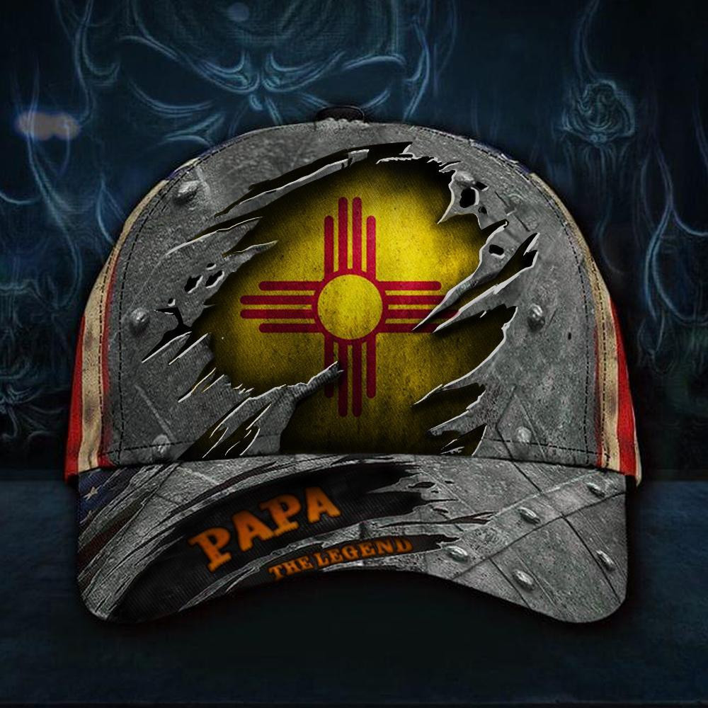 Adeenyc New Mexico Papa The Legend 3D Hat Vintage USA Flag Cap Best Fathers Day Gift Ideas Classic Cap Trucker Hats Custom Hats Gifts For Men & Women