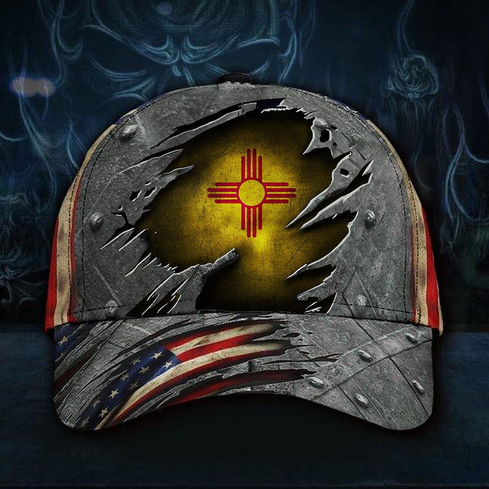 Adeenyc New Mexico State Flag Hat 3D Printed American Flag Old Retro Vintage Cap Mens Patriotic Classic Cap Trucker Hats Custom Hats Gifts For Men & Women