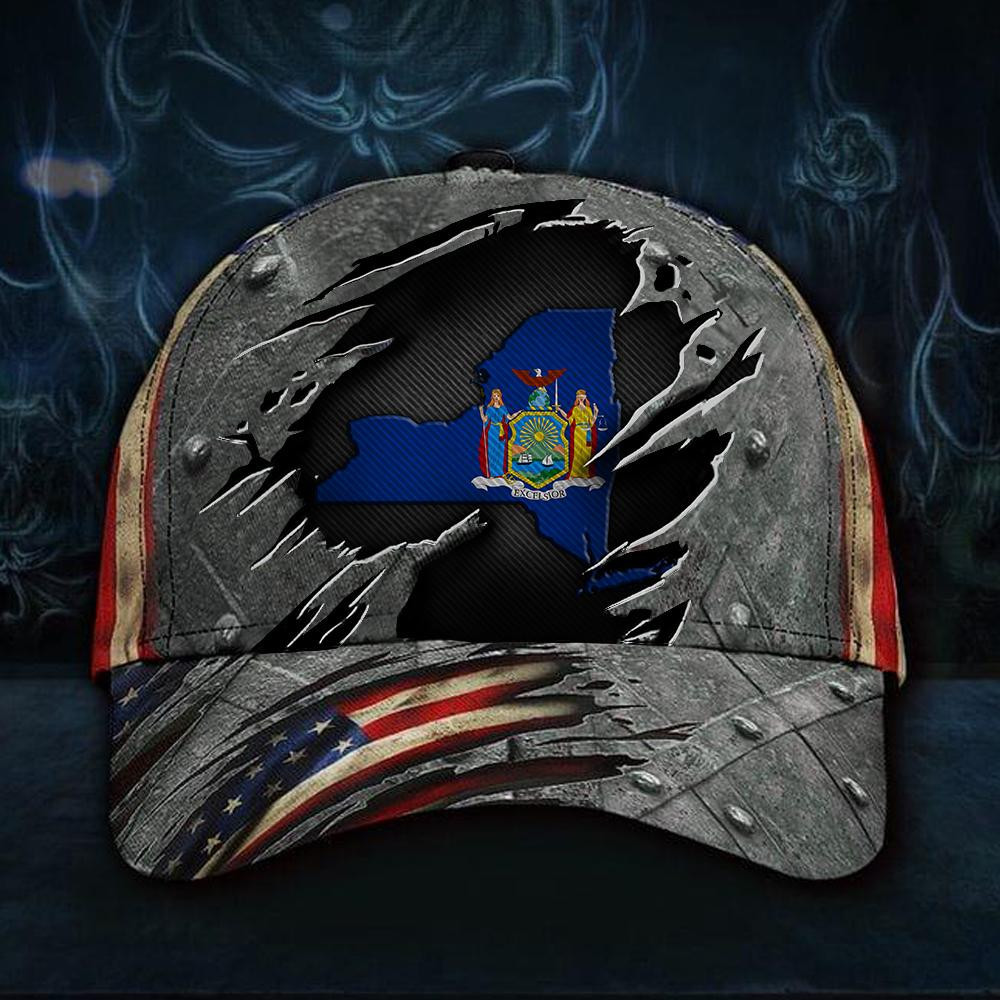 Adeenyc New York State Flag Hat Vintage Old Retro American Flag Strapback Cap Gifts For Aunt Classic Cap Trucker Hats Custom Hats Gifts For Men & Women