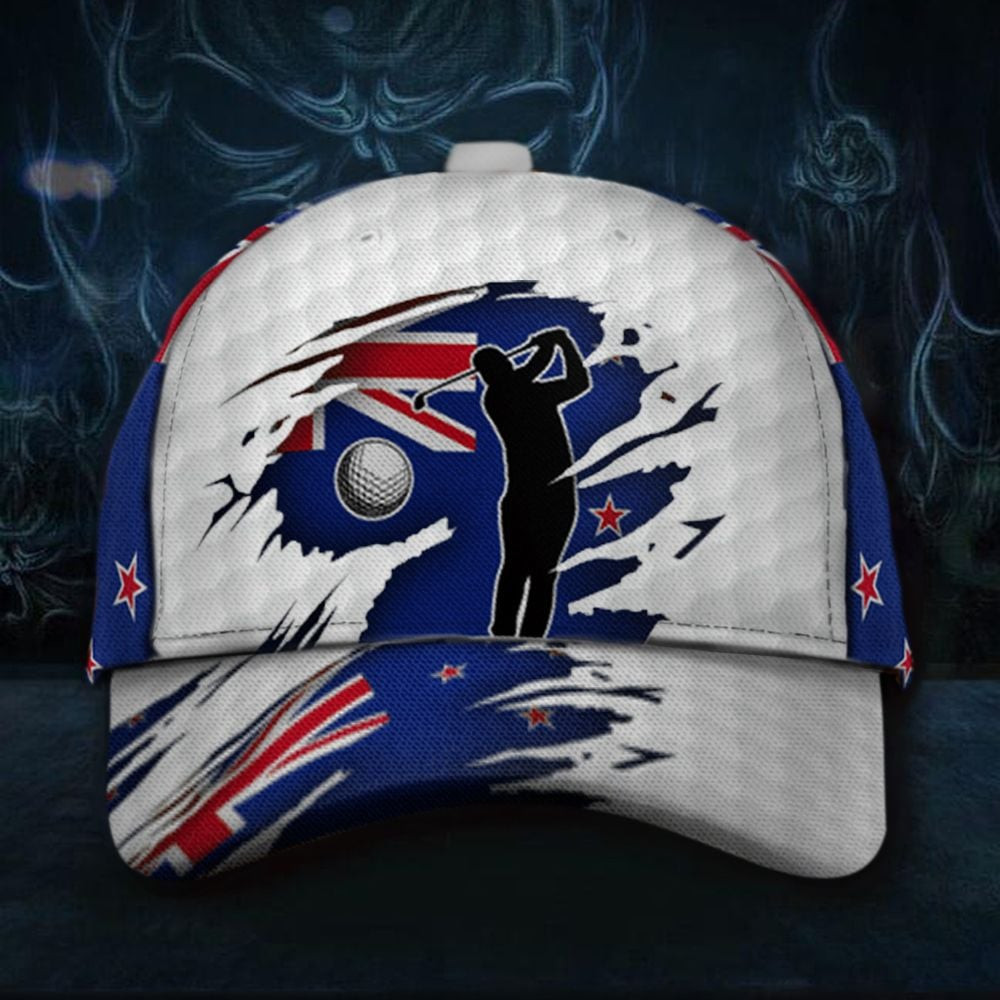 Adeenyc New Zealand Flag Golfer Classic Cap Patriotic Snapback Hats Unique Golf Gifts Trucker Hats Custom Hats Gifts For Men & Women