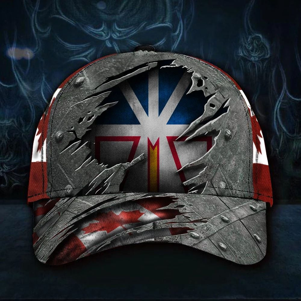 Adeenyc Newfoundland and Labrador Canada Flag Hat 3D Printed Vintage Men's Classic Cap Patriotic Trucker Hats Custom Hats Gifts For Men & Women