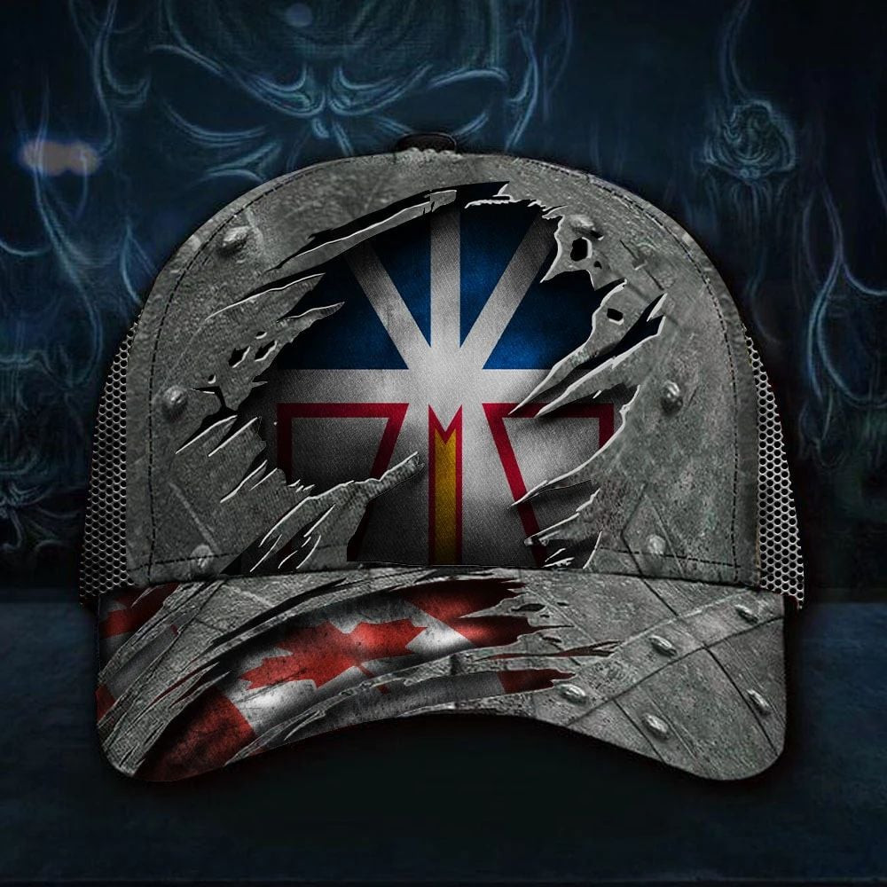 Adeenyc Newfoundland and Labrador Canada Hat 3D Printed Vintage Old Retro Patriotic Classic Cap Gift For Dad Trucker Hats Custom Hats Gifts For Men & Women
