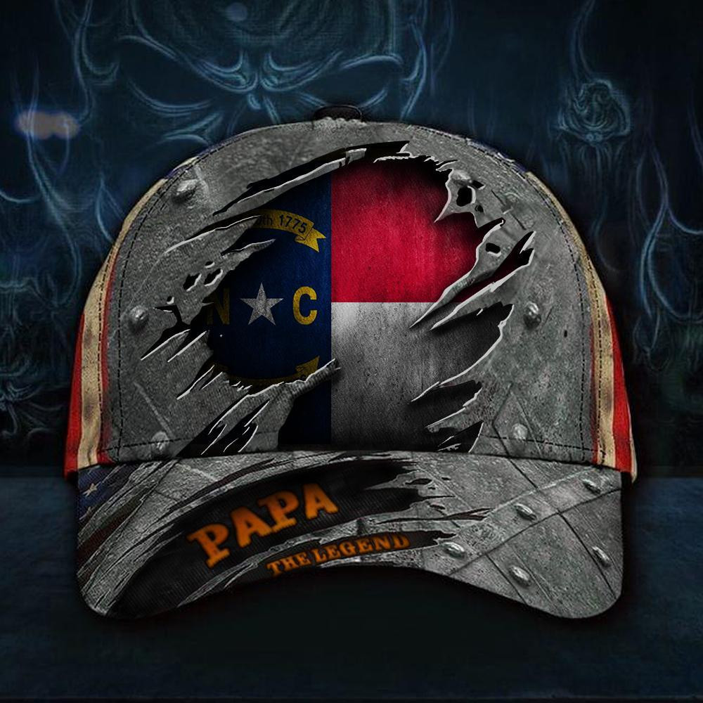 Adeenyc North Carolina Papa The Legend 3D Hat Vintage USA Flag Cap great Fathers Day Gift 2021 Ideas Classic Cap Trucker Hats Custom Hats Gifts For Men & Women