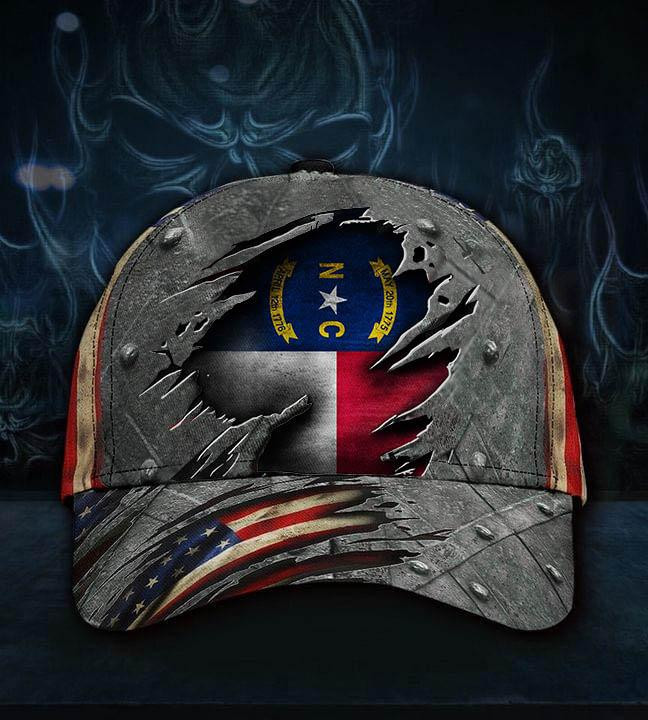 Adeenyc North Carolina State Flag Hat 3D Printed US Flag Old Retro NC Flag Trucker Hat Patriotic Classic Cap Trucker Hats Custom Hats Gifts For Men & Women