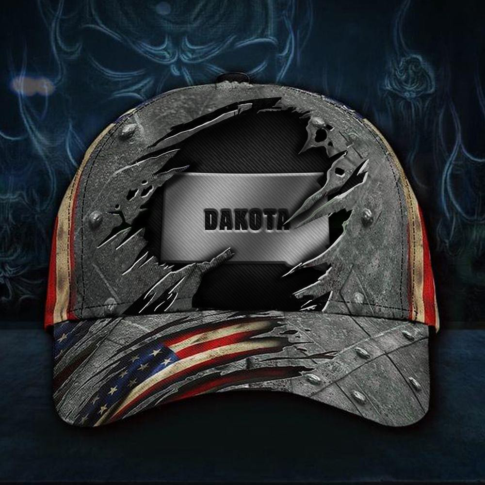 Adeenyc North Dakota Map Cap Unique American Flag Vintage Unisex Hat Unique Patriotic Gift For BF Classic Cap Trucker Hats Custom Hats Gifts For Men & Women