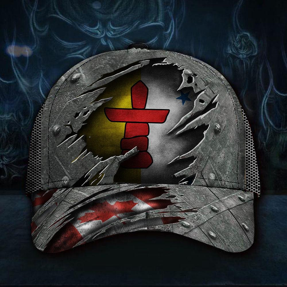 Adeenyc Nunavut Territory 3D Hat Canada Flag Vintage Cap Patriot Cap Canadian Gift For Him Classic Cap Trucker Hats Custom Hats Gifts For Men & Women