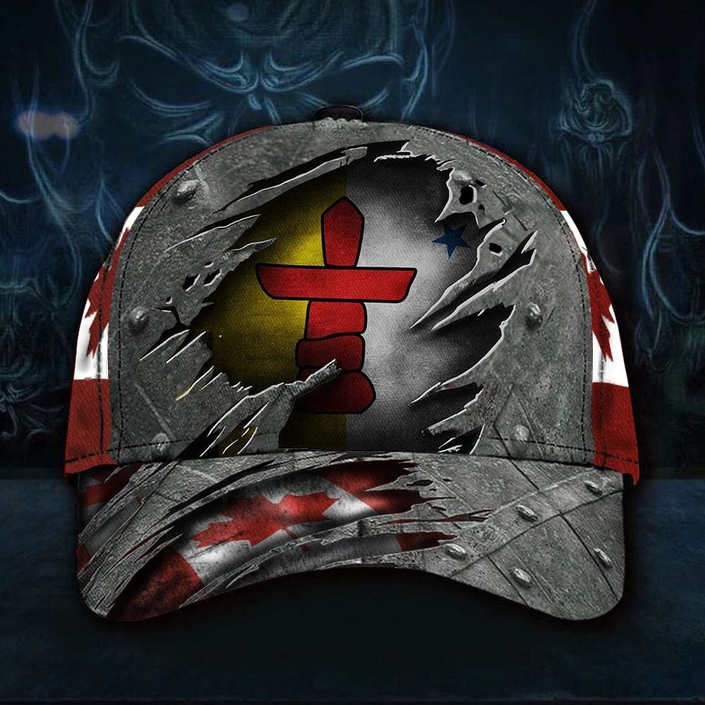 Adeenyc Nunavut Territory 3D Hat Canada Flag Vintage Classic Cap For Men Patriot Classic Cap Canadian Trucker Hats Custom Hats Gifts For Men & Women