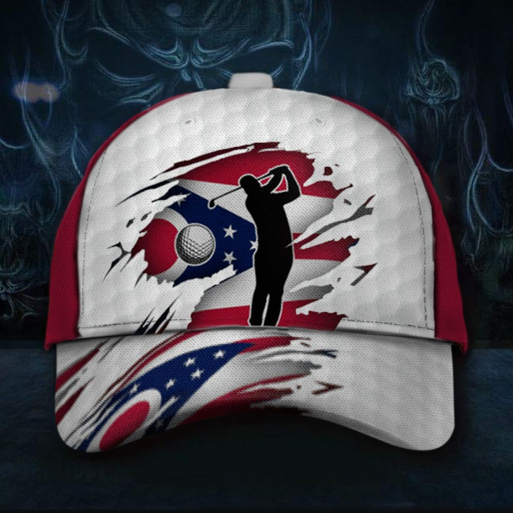 Adeenyc Ohio State Flag Golfer Cap Classic Golf Hat Gifts For Best Friend Trucker Hats Custom Hats Gifts For Men & Women