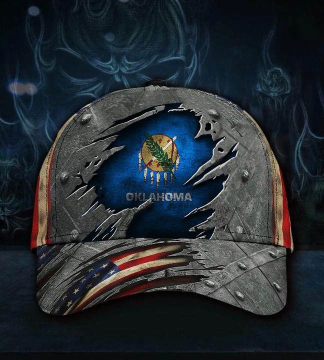 Adeenyc Oklahoma Flag Hat 3D Printed U.S Flag Vintage Old Retro Okc States Patriotic Cap Trucker Hats Custom Hats Gifts For Men & Women