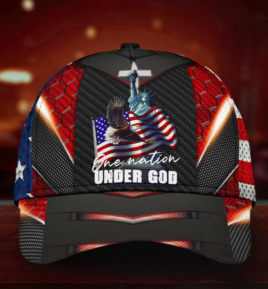 Adeenyc One Nation Under God Classic Cap All Over Print Trucker Hats Custom Hats Gifts For Men & Women