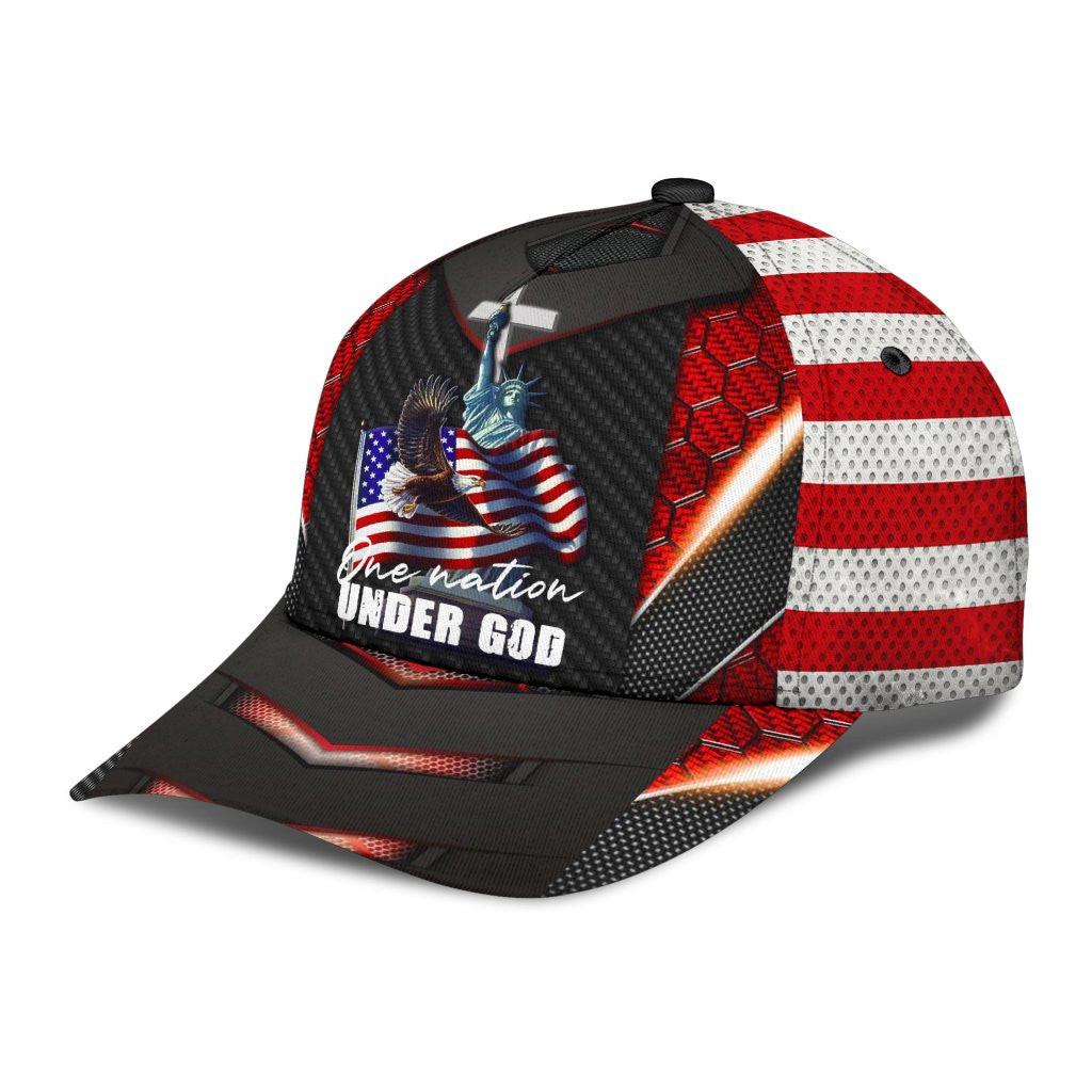 Adeenyc One Nation Under God Classic Cap All Over Print Trucker Hats Custom Hats Gifts For Men & Women
