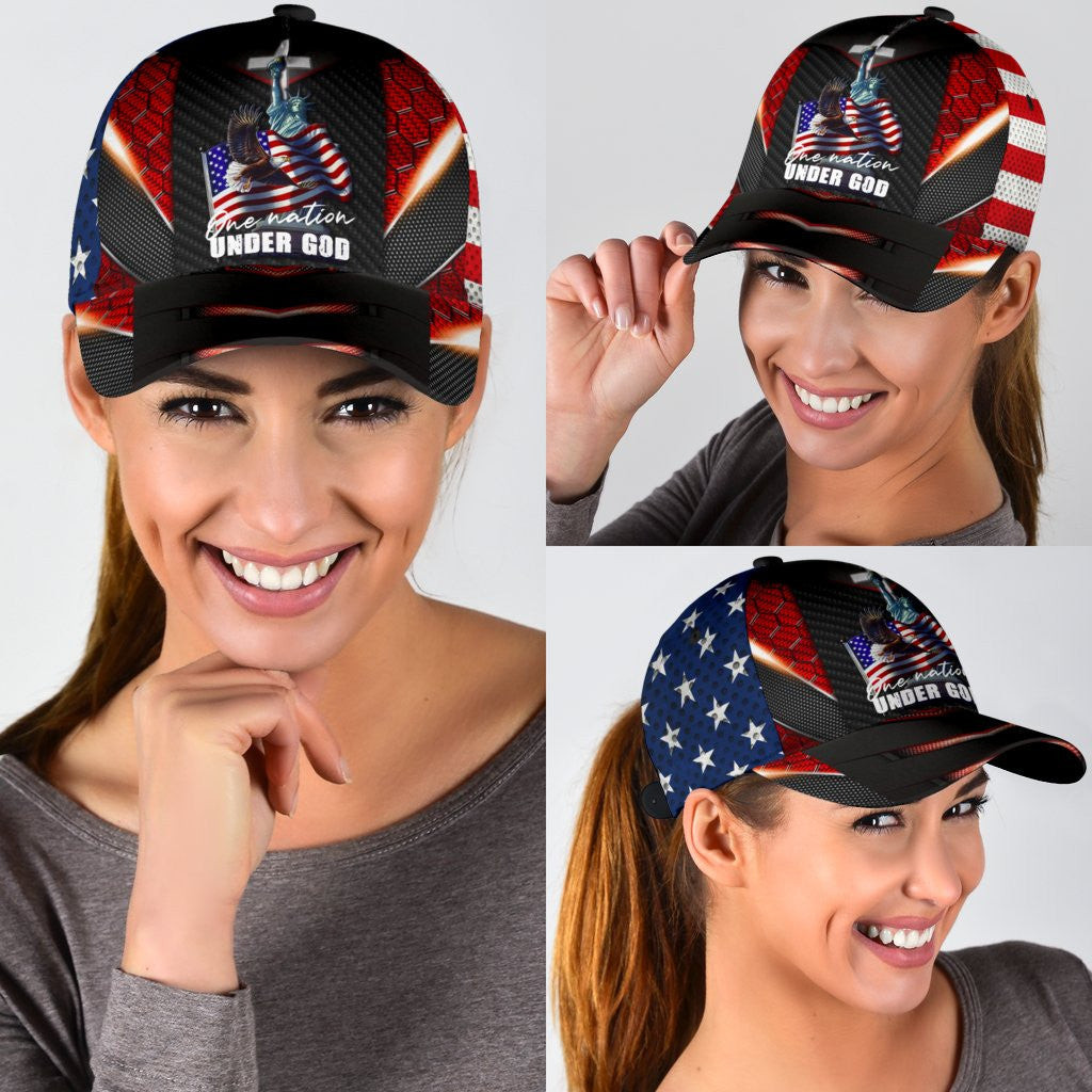 Adeenyc One Nation Under God Classic Cap All Over Print Trucker Hats Custom Hats Gifts For Men & Women