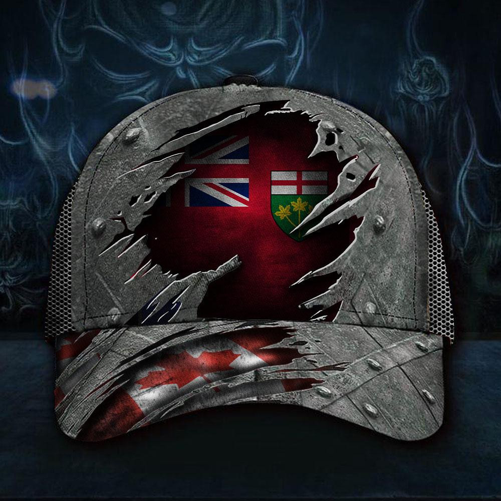 Adeenyc Ontario Province 3D Hat Canada Flag Vintage Hat Gift For Canadian Man Classic Cap Trucker Hats Custom Hats Gifts For Men & Women