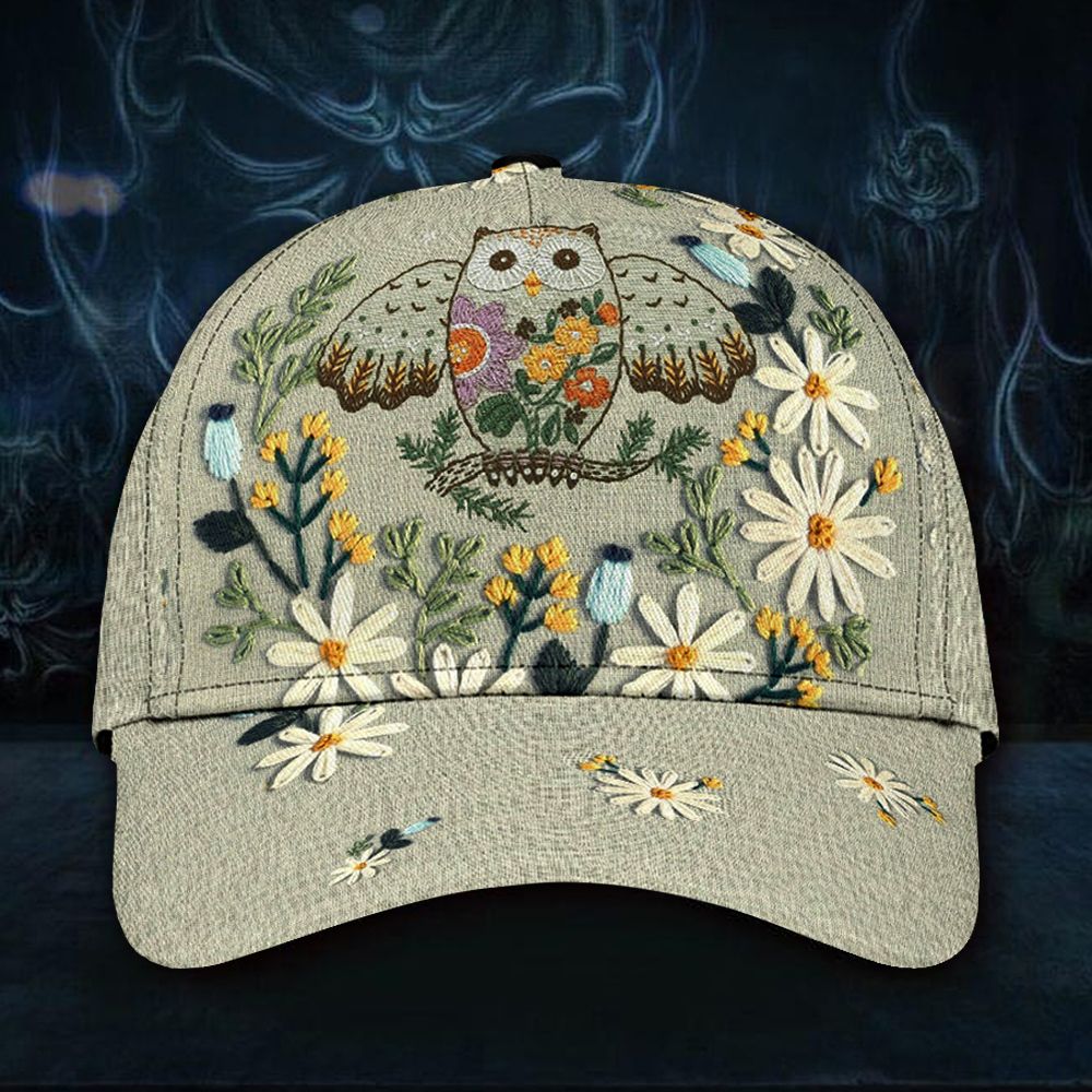 Adeenyc Owl Daisy Flower Cap Floral Hat Graphic Unique Good Mother's Day Gift Ideas For Wife Trucker Hats Custom Hats Gifts For Men & Women