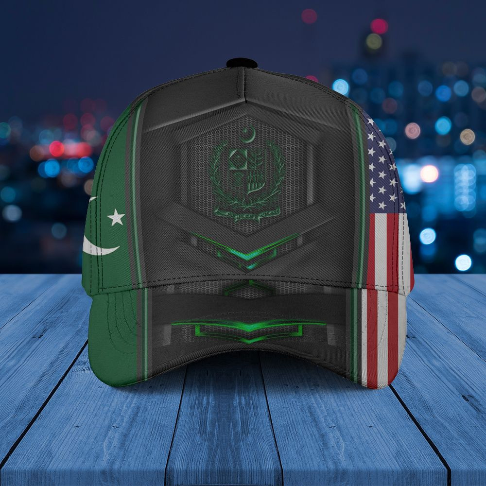 Adeenyc - Pakistan Coat Of Arms & American Flag Classic Cap Baseball Hat Trucker Hats Custom Hats Gifts For Men & Women