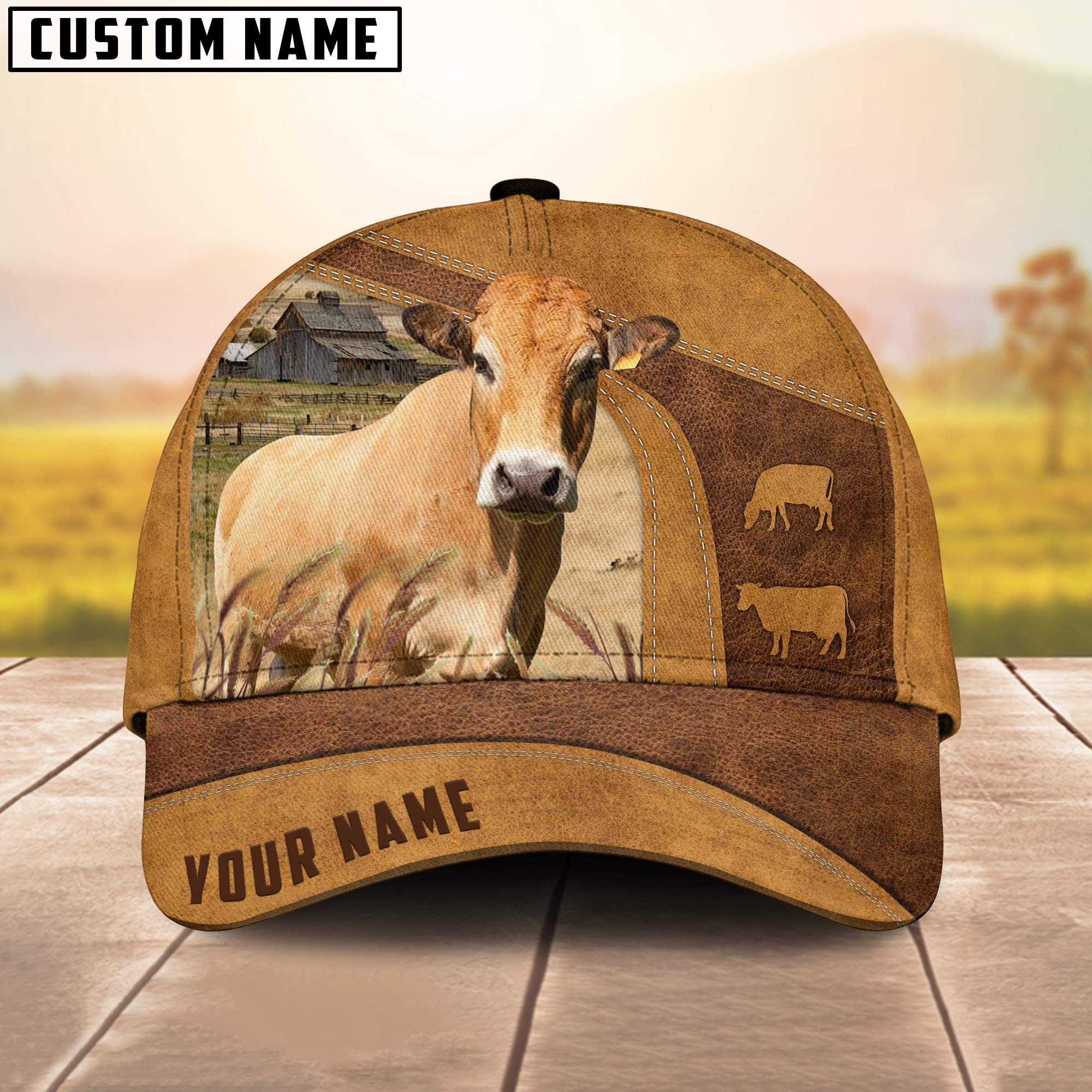 Adeenyc Parthenaise Custom Name Retro 3D Cap 3D All Over Print Baseball Cap, Cap For Farm Lovers, Animal Cap, Leather Pattern Cap Trucker Hats Custom Hats Gifts For Men & Women