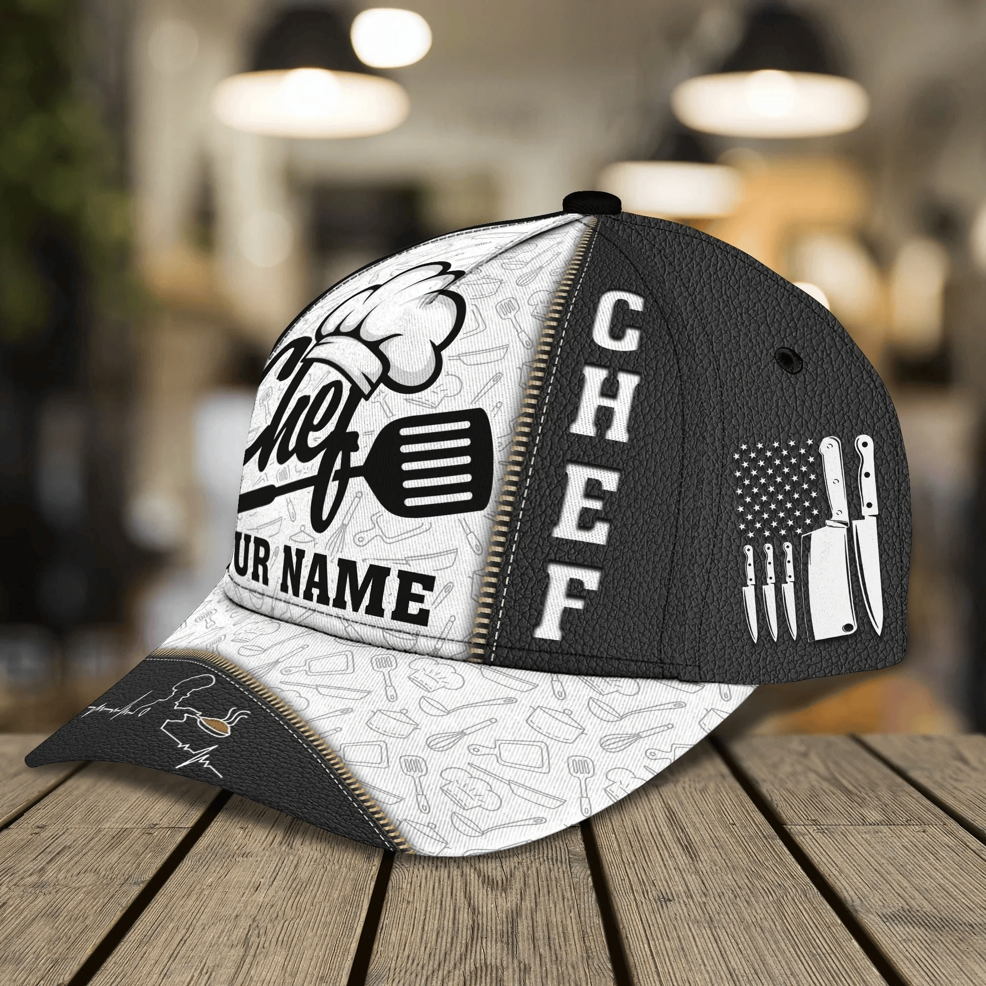 Adeenyc Personalized 3D Full Printed Chef Cap, Master Chef Birthday Present, Classic Cap Hat For Chef Trucker Hats Custom Hats Gifts For Men & Women