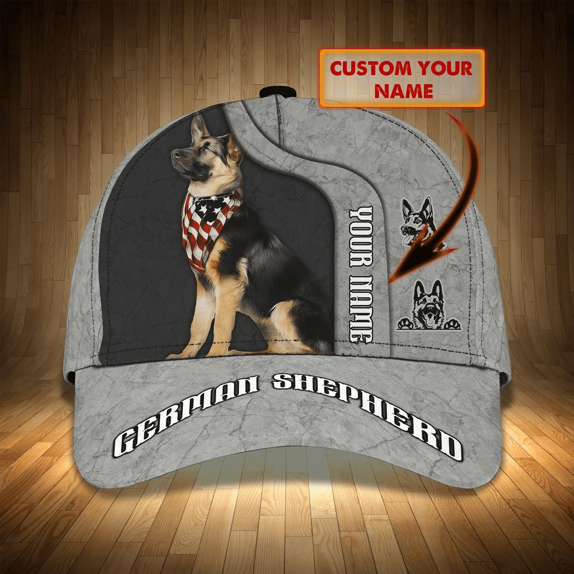 Adeenyc Personalized 3D Full Printing German Shepherd Dog Cap For Men And Woman, Dog Cap Hat, Gift For Dog Lover Trucker Hats Custom Hats Gifts For Men & Women