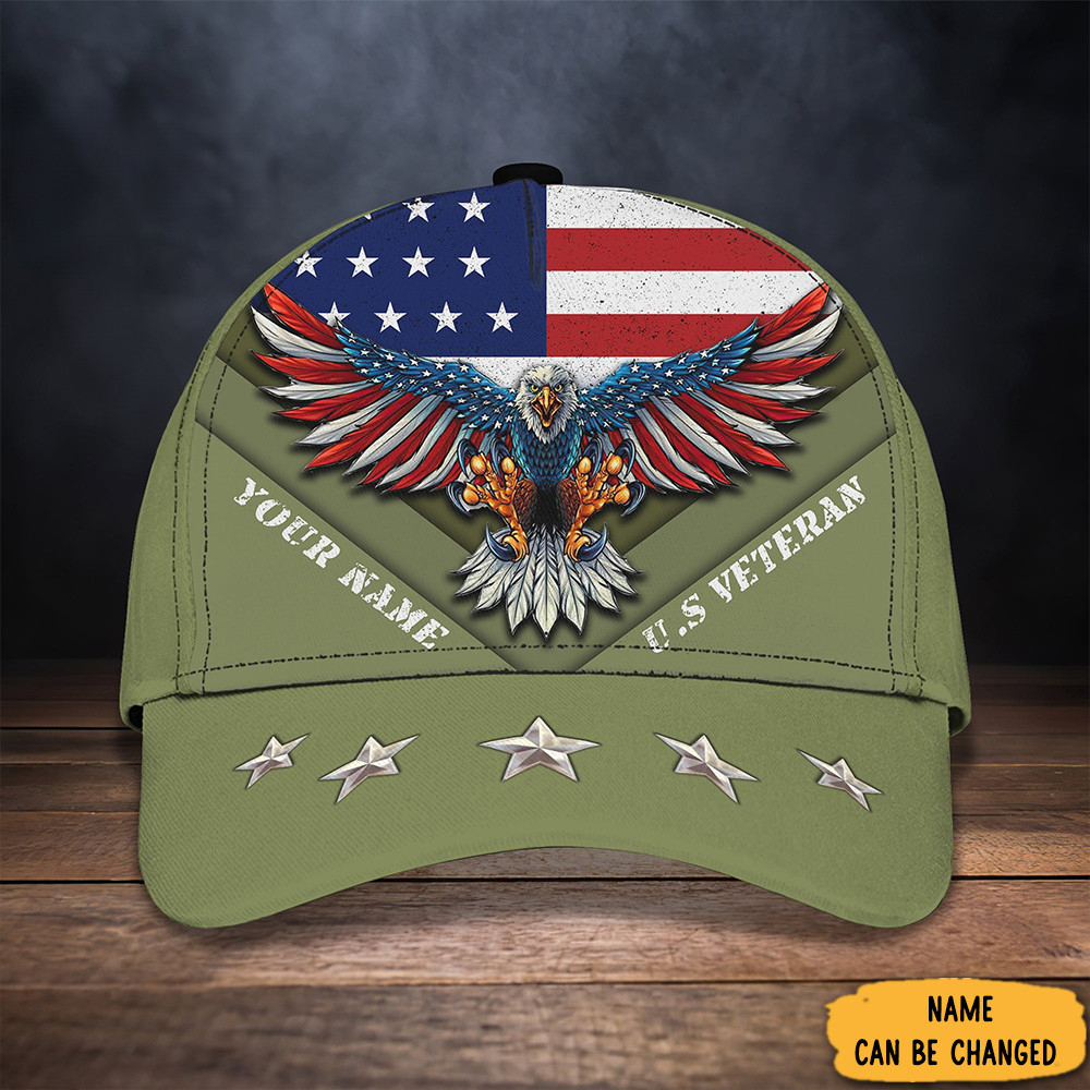 Adeenyc Personalized American Eagle Veteran Hat Honor Veterans Day Appreciation Gift Ideas Trucker Hats Custom Hats Gifts For Men & Women
