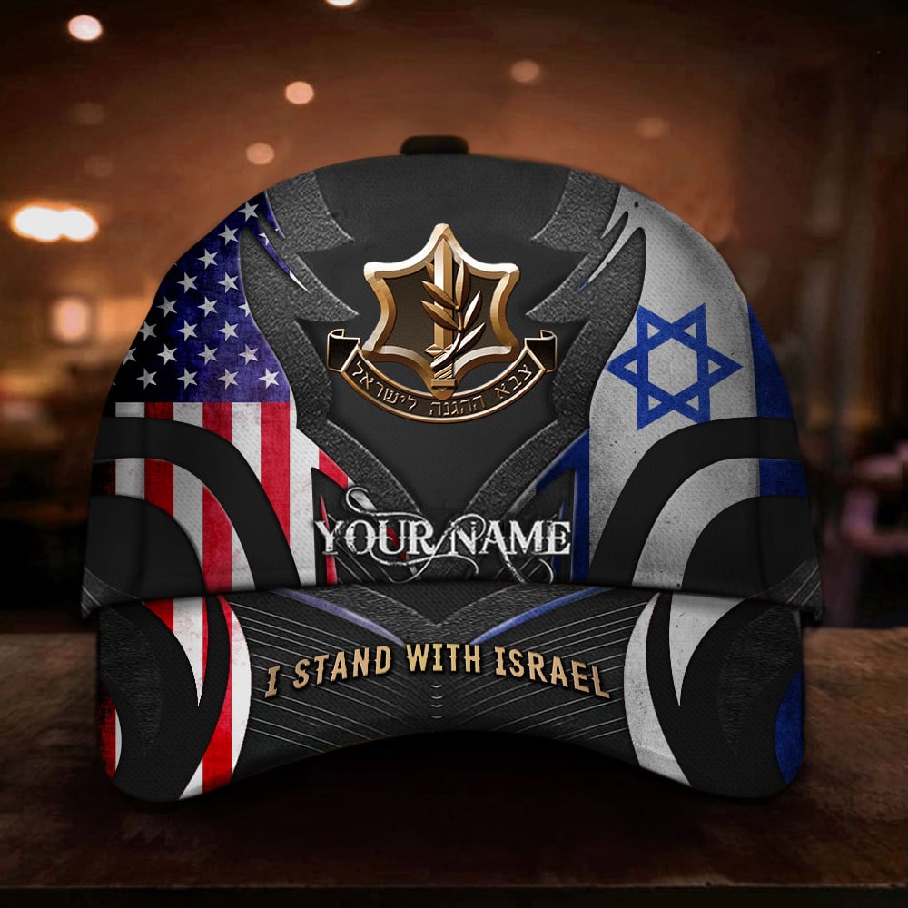 Adeenyc Personalized American I Stand With Israel Hat IDF Hat Israeli Army Hat Gifts For Supporters Trucker Hats Custom Hats Gifts For Men & Women