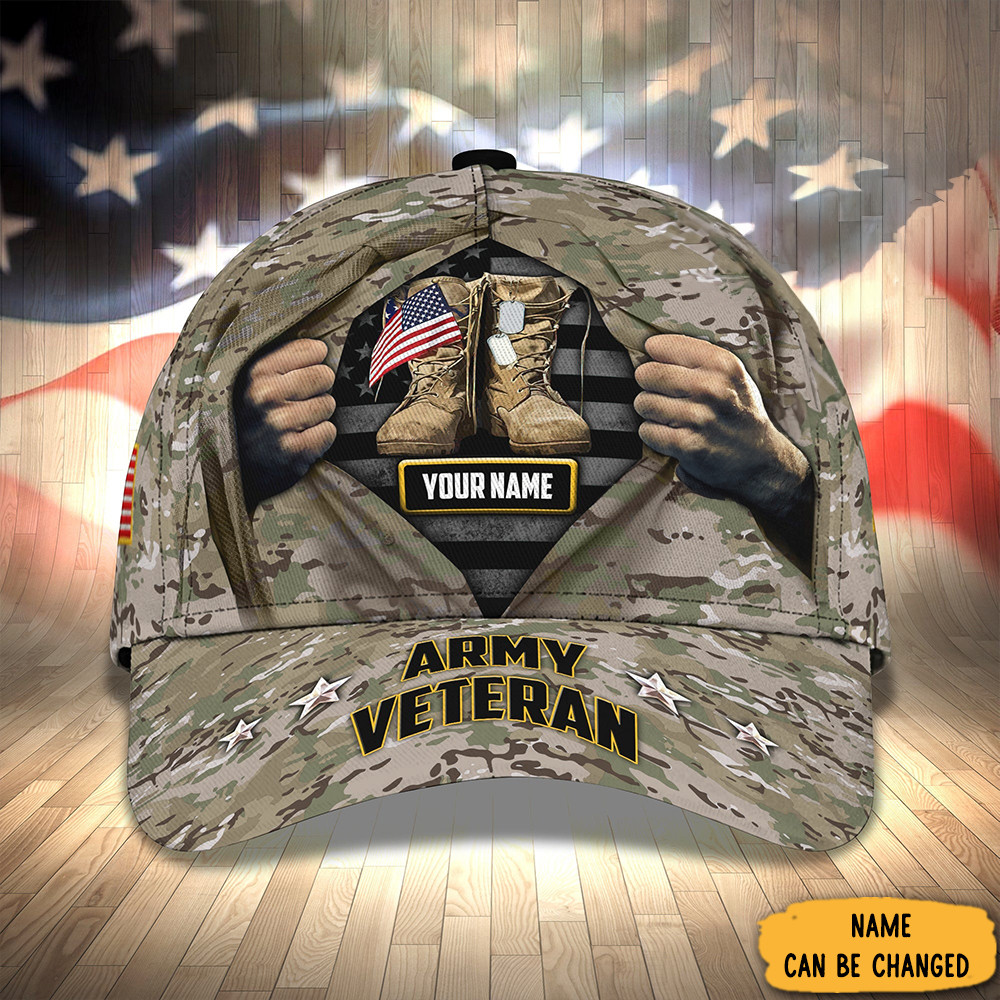 Adeenyc Personalized Army Veteran Camo Hat USA Flag Christmas Gifts For Army Veterans Trucker Hats Custom Hats Gifts For Men & Women