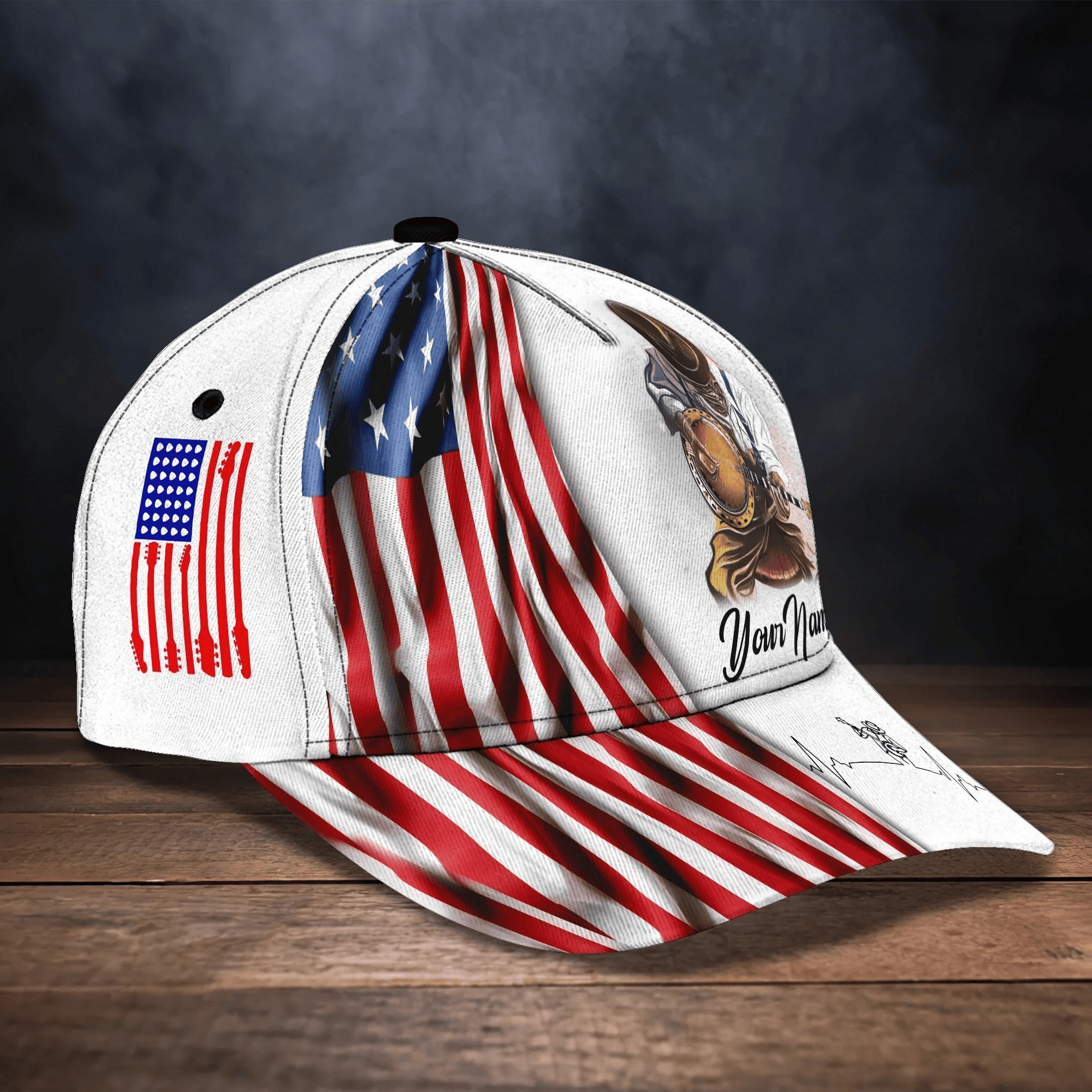 Adeenyc Personalized Baseball Cap Playing Guitar, To My Husband Love Guitar Guitarist 3D Full Print Cap Hat Trucker Hats Custom Hats Gifts For Men & Women