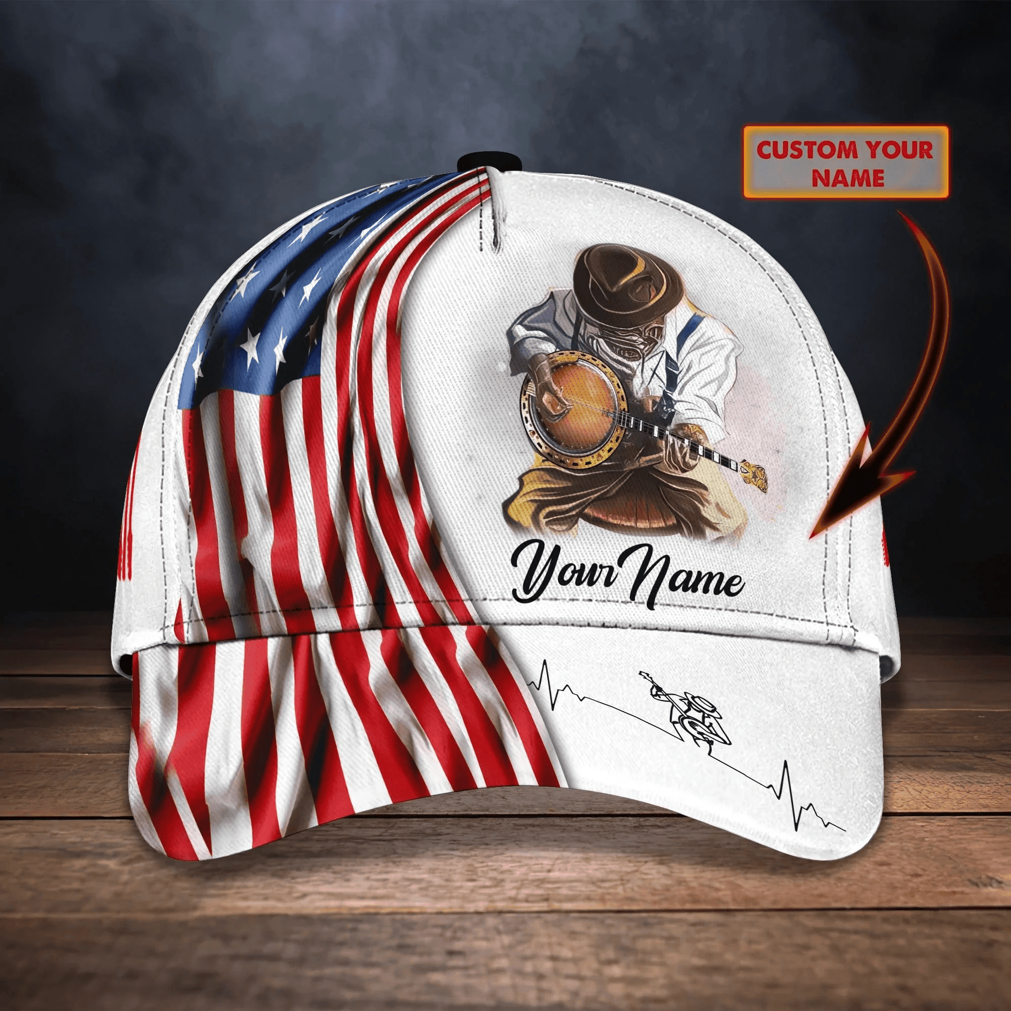 Adeenyc Personalized Baseball Cap Playing Guitar, To My Husband Love Guitar Guitarist 3D Full Print Cap Hat Trucker Hats Custom Hats Gifts For Men & Women