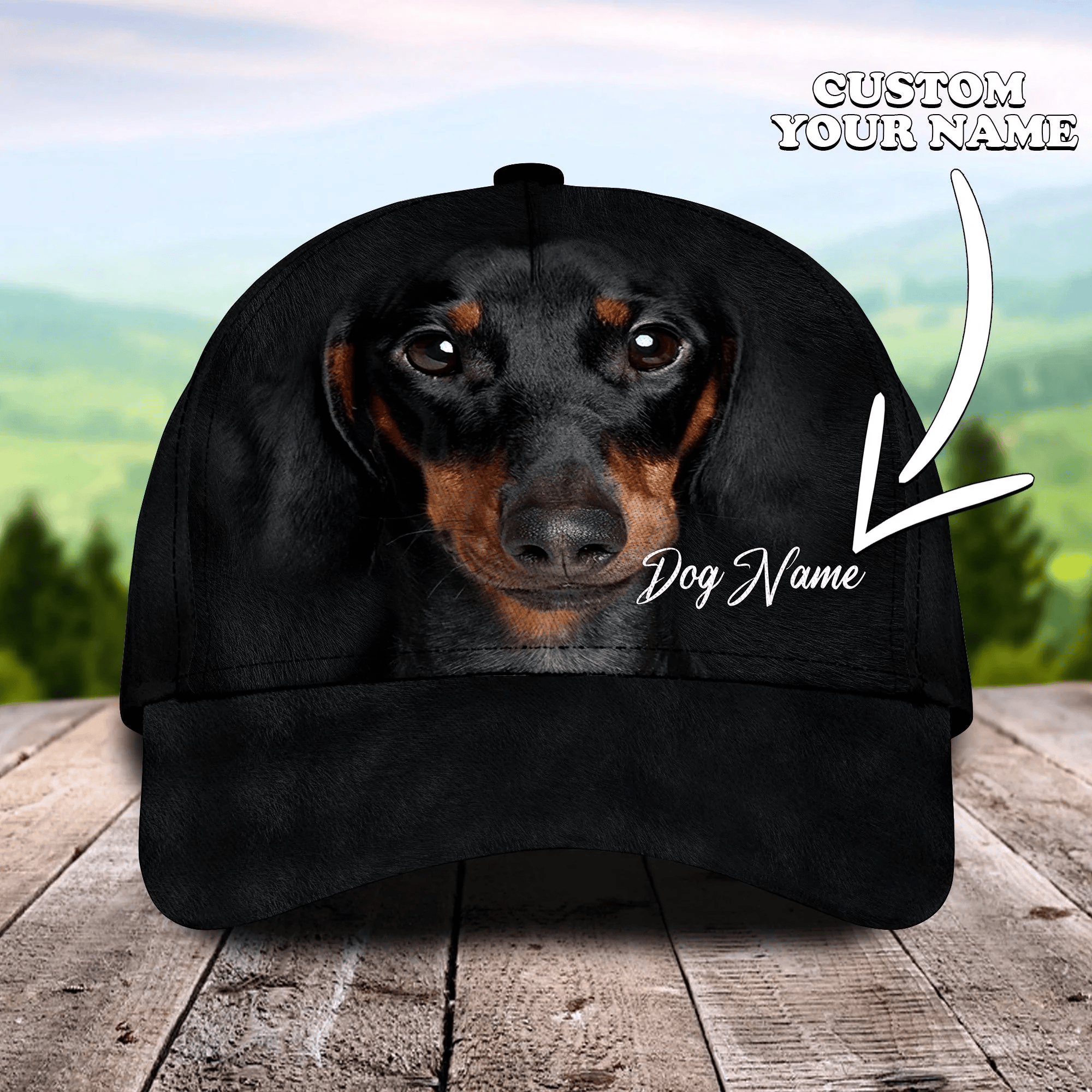 Adeenyc Personalized Baseball Dachshund Cap Hat For Dog Lover, 3D Full Print Dachshund Dog Cap Hat Trucker Hats Custom Hats Gifts For Men & Women
