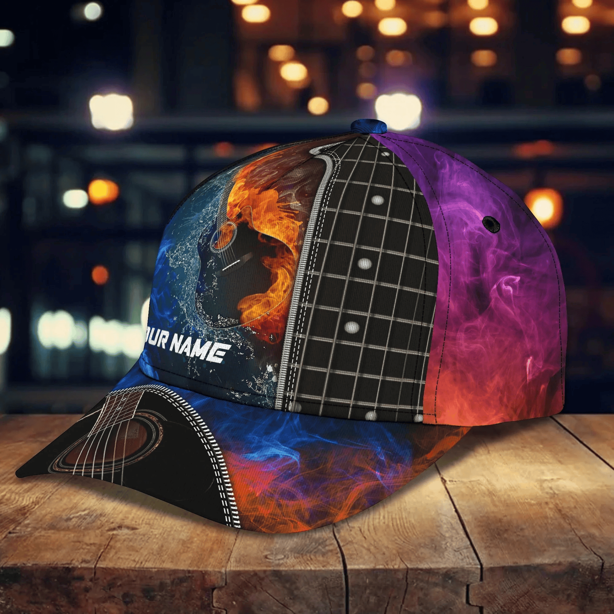 Adeenyc Personalized Baseball Guitar Full Print Cap Hat For Guitar Lover, Classic Guitar 3D Caps To My Son, Daughter Trucker Hats Custom Hats Gifts For Men & Women