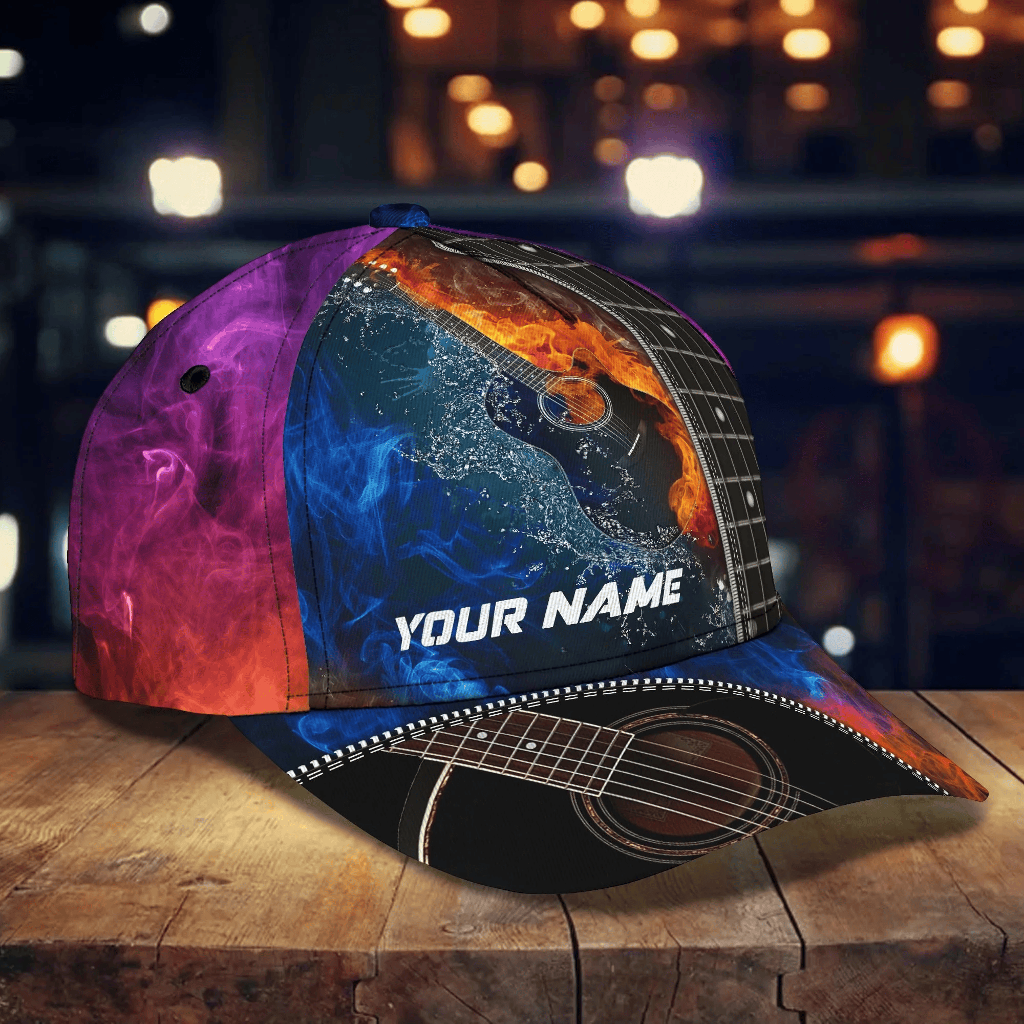 Adeenyc Personalized Baseball Guitar Full Print Cap Hat For Guitar Lover, Classic Guitar 3D Caps To My Son, Daughter Trucker Hats Custom Hats Gifts For Men & Women