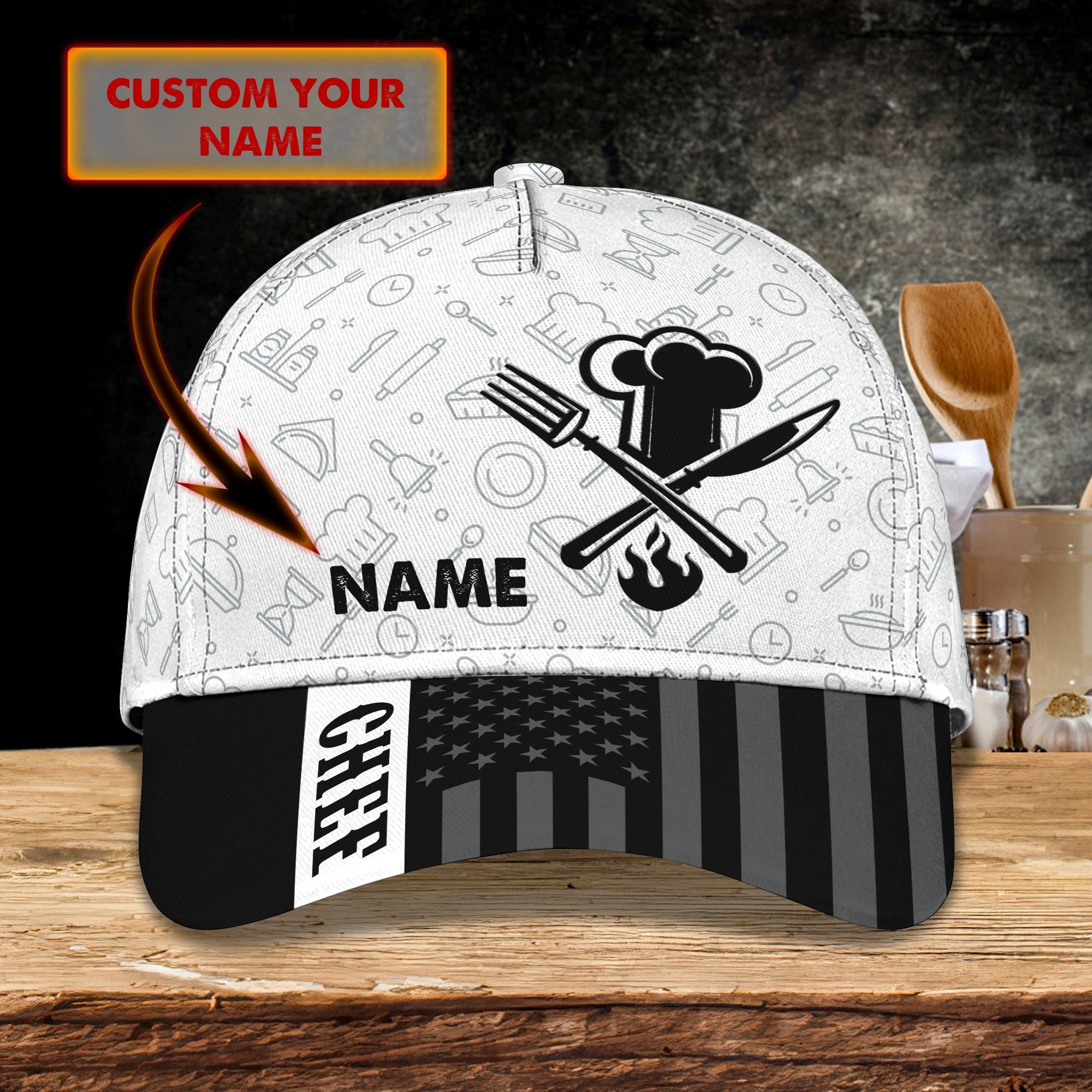 Adeenyc Personalized Classic Chef Cap - Customizable And Unique Gift Hats Gifts for men & women Adeenyc.com