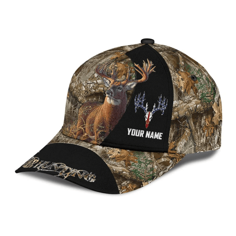Adeenyc Personalized Deer Hunting Camo Cap, Custom Deer Hunting 3D Cap, Deer Hunting Classic Cap, Gift For Hunting Lovers Trucker Hats Custom Hats Gifts For Men & Women